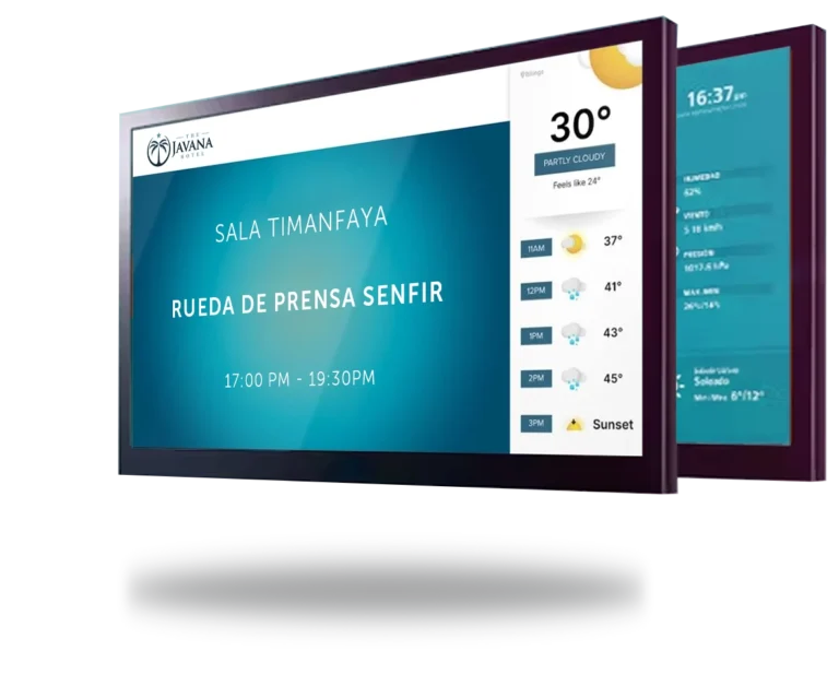 Sistema de señalización digital con pantallas dinámicas para hoteles